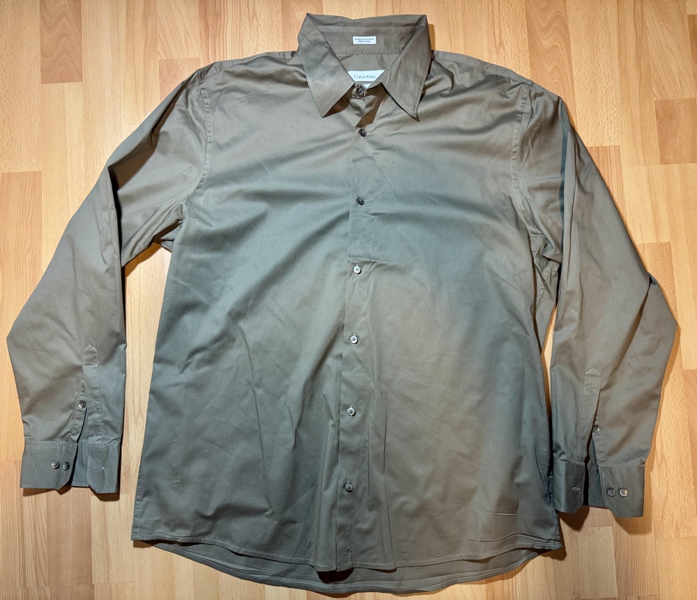 Calvin Klein Shirt Mens XL Brown Modern Fit Button Down Long Sleeve Dress Casual